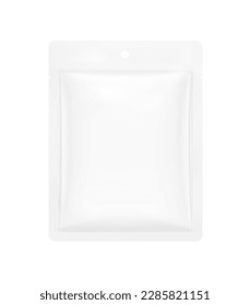 High realistic sachet mockup. Vector illustration isolated on white background. Packaging for cosmetic, food, pet. Ready for your design. EPS10.	