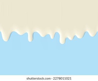 High realistic seamless cream flowing drops. Vector illustration. Easy to use on different backgrounds. Great for your design. EPS10.