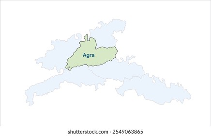 Mapa do distrito de Agra, distrito de Agra, estado de Uttar Pradesh, República da Índia, governo de Uttar Pradesh, território indiano, Índia oriental, política, aldeia, turismo