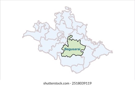 Mapa de Begusarai, Distrito de Begusarai, Estado de Bihar, República de la India, Gobierno de Bihar, territorio indio, India oriental, política, aldea, turismo