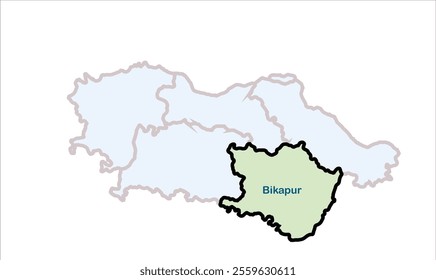 High reg of Bikapur map, Faizabad District, Uttar Pradesh State, Republic of India, Government of  Uttar Pradesh, Indian territory, Eastern India, politics, village, tourism