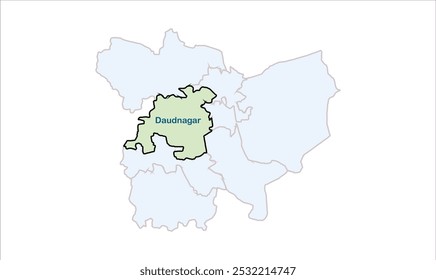 Mapa de Daudnagar, Distrito de Lakhisarai, Estado de Bihar, República de la India, Gobierno de Bihar, Territorio indio, India oriental, política, aldea, turismo