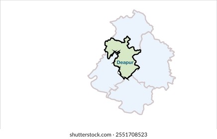 Mapa de Deapur em alto nível, distrito de Kanpur Dehat, estado de Uttar Pradesh, República da Índia, governo de Uttar Pradesh, território indiano, Índia Oriental, política, aldeia, turismo