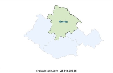 High reg of Gonda map, Gonda District, Uttar Pradesh State, Republic of India, Government of  Uttar Pradesh, Indian territory, Eastern India, politics, village, tourism