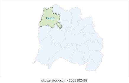 Mapa de alto rango de Gudri, distrito de Pashchimi Singhbhum, estado de Jharkhand, República de la India, Gobierno de Jharkhand, territorio indio, India oriental, política, aldea, turismo