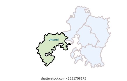 High reg of Jhansi map, Jhansi District, Uttar Pradesh State, Republic of India, Government of  Uttar Pradesh, Indian territory, Eastern India, politics, village, tourism