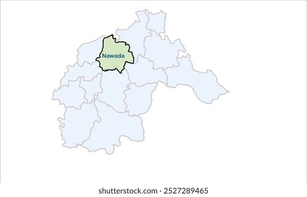 Mapa de Nawada, Distrito de Nawada, Estado de Bihar, República de la India, Gobierno de Bihar, Territorio indio, India oriental, política, aldea, turismo
