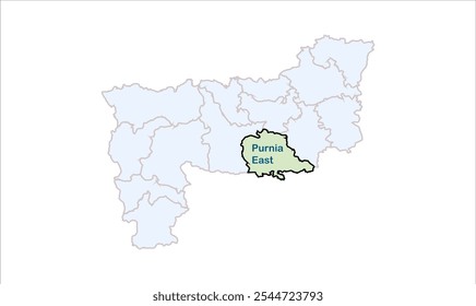 High reg of Purnia East map, Purnia District, Bihar State, Republic of India, Government of Bihar, Indian territory, Eastern India, politics, village, tourism