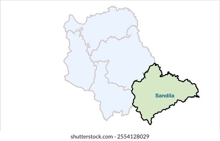 High reg of Sandila map, Hardoi District,  Uttar Pradesh State, Republic of India, Government of  Uttar Pradesh , Indian territory, Eastern India, politics, village, tourism