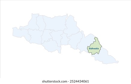 Alto reg del mapa de Sidhwalia, Distrito de Gopalganj, Estado de Bihar, República de la India, Gobierno de Bihar, territorio indio, India oriental, política, aldea, turismo