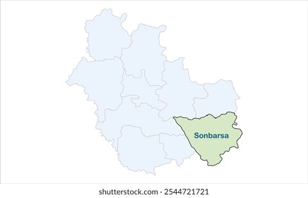 Mapa do distrito de Sonbarsa, distrito de Saharsa, estado de Bihar, República da Índia, Governo de Bihar, território indiano, Índia oriental, política, aldeia, turismo