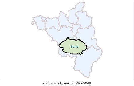 Mapa de Sono, Distrito de Jamui, Estado de Bihar, República de la India, Gobierno de Bihar, territorio indio, India oriental, política, aldea, turismo