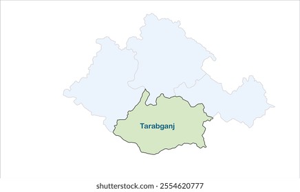 High reg of Tarabganj map, Gonda District, Uttar Pradesh State, Republic of India, Government of  Uttar Pradesh, Indian territory, Eastern India, politics, village, tourism