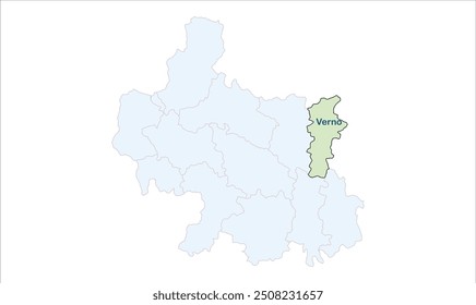 Mapa de Verno, Distrito de Gumla, Estado de Jharkhand, República de la India, Gobierno de Jharkhand, Territorio indio, India oriental, política, aldea, turismo