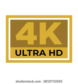 High resolution 4K Ultra HD logo on white background with golden and white borders