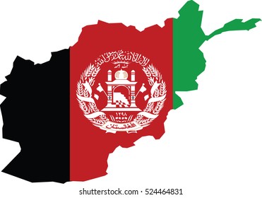 High resolution Afghanistan map with country flag