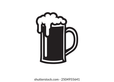 High resolution beer glass vector silhouette and graphic illustration. Cartun and funny style beer glass vector.