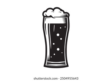 Silueta de Vector de vidrio de cerveza de alta resolución e ilustración gráfica. Cartún y Vector de cristal de cerveza de estilo divertido.