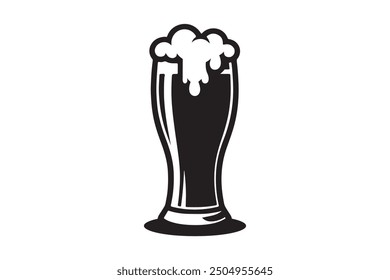 High resolution beer glass vector silhouette and graphic illustration. Cartun and funny style beer glass vector.