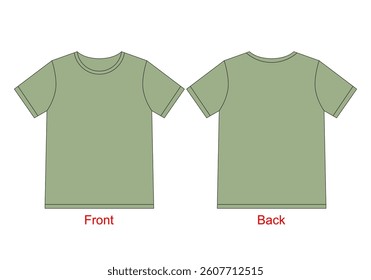 High Resolution Blank Plain T Shirt  Front and back - Green Sage T Shirt Template