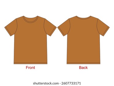 High Resolution Blank Plain T Shirt  Front and back - Caramel T Shirt Template