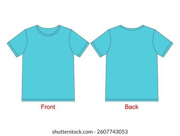 High Resolution Blank Plain T Shirt  Front and back - Dark Ice Blue T Shirt Template