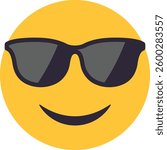 High resolution emoticon smiley with sunglasses transparent vector Emoji. Cool smiling face with sunglass.