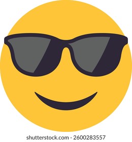 High resolution emoticon smiley with sunglasses transparent vector Emoji. Cool smiling face with sunglass.