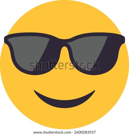 High resolution emoticon smiley with sunglasses transparent vector Emoji. Cool smiling face with sunglass.