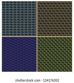High resolution four patterns of elephant seamless fabric pattern. Vector 10 EPS