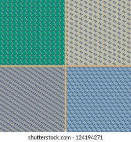 High resolution four patterns of greyhound teeth seamless fabric pattern. Vector 10 EPS