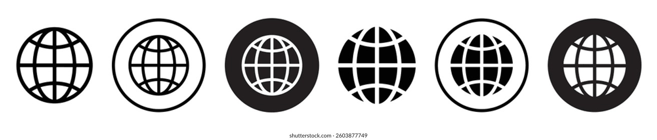 High resolution globe or website icon set isolated on transparent background. design element for Website, app, business card, cv. vector eps file
