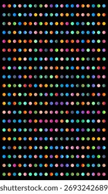 High resolution image of a colorful dot pattern on a black background.