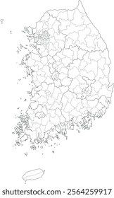 High resolution Korea map administrative districts vector