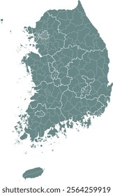 High resolution Korea map administrative districts vector