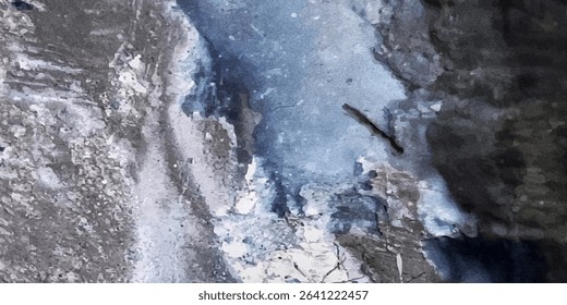 High resolution. Luxury abstract fluid art painting in alcohol ink technique, mixture of black, gray and gold paints. Imitation of marble stone cut, glowing golden veins. Vector Illustration