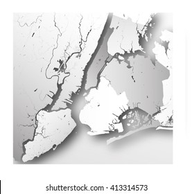 High Resolution Map Of New York City With NYC Boroughs.