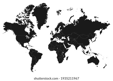 High resolution map of the world split into individual countries. High detail world map background