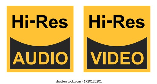 High resolution video audio signals, vector sign symbol icon hi res audio video