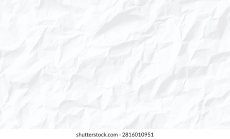 High resolution white wrinkled paper texture background with soft shadows and organic folds for design