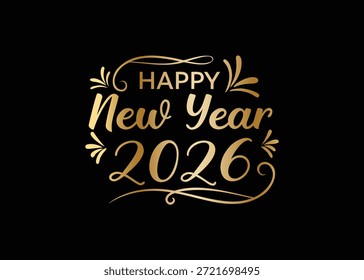 Gráfico 2026 de alta resolução para convites, Caligrafia Golden Script para postagens de mídia social