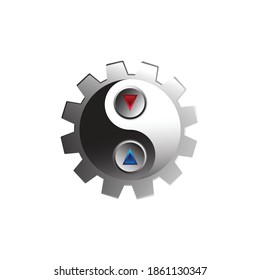 High Resolution of Yin Yang trading gear Illustration. Fit to place on foreign exchange website component. Like as menu for open position, foreign exchange strategy company symbol, etc