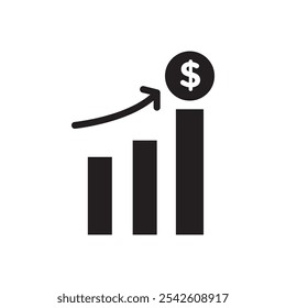 High revenue icon black and white vector sign