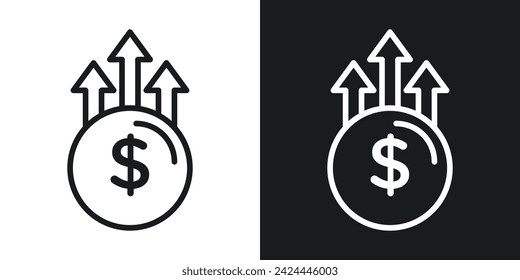 High Revenue Icon Designed in a Line Style on White Background.