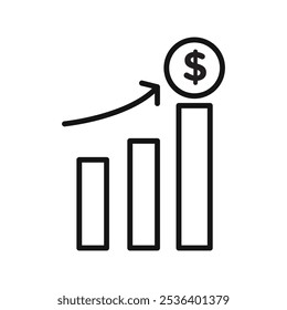 High revenue icon Flat art illustration in outline