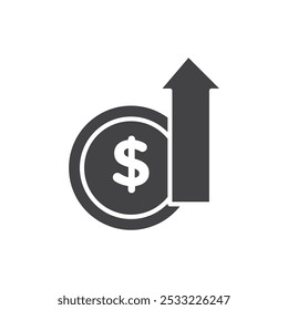 High revenue icon Flat simple outline set