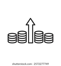 High revenue icon Flat vector set outline