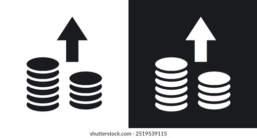 High revenue icon icons in black and white filled style