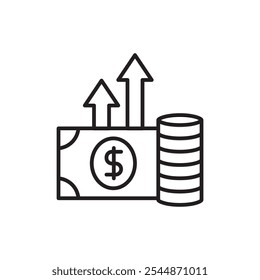 High Revenue icon Outline vector for web ui