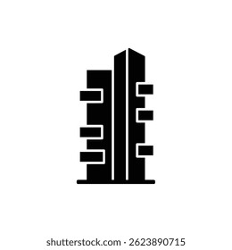 High Rise Apartamento Edifício com Varandas ícone preto preenchido